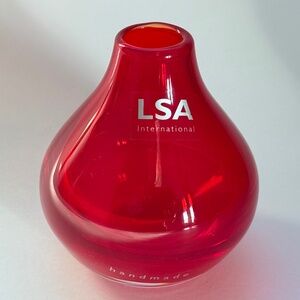HANDMADE LSA Vase Glass Red 4" MCM
